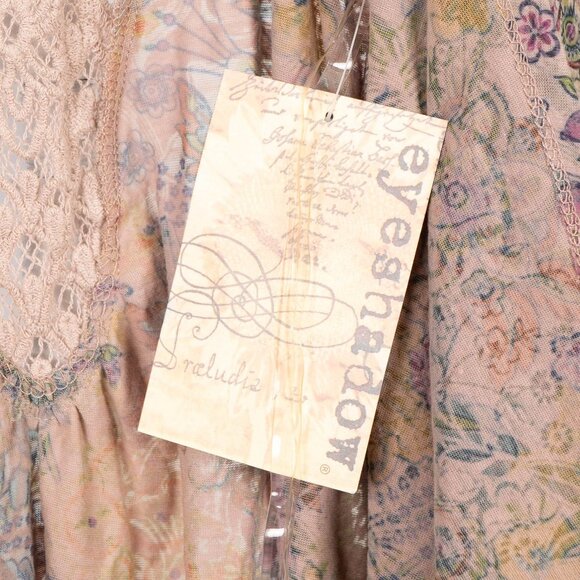 Eyeshadow Vest XL Womens NEW Floral Lace Back Sleeveless Boho Tan Cream - Picture 4 of 6